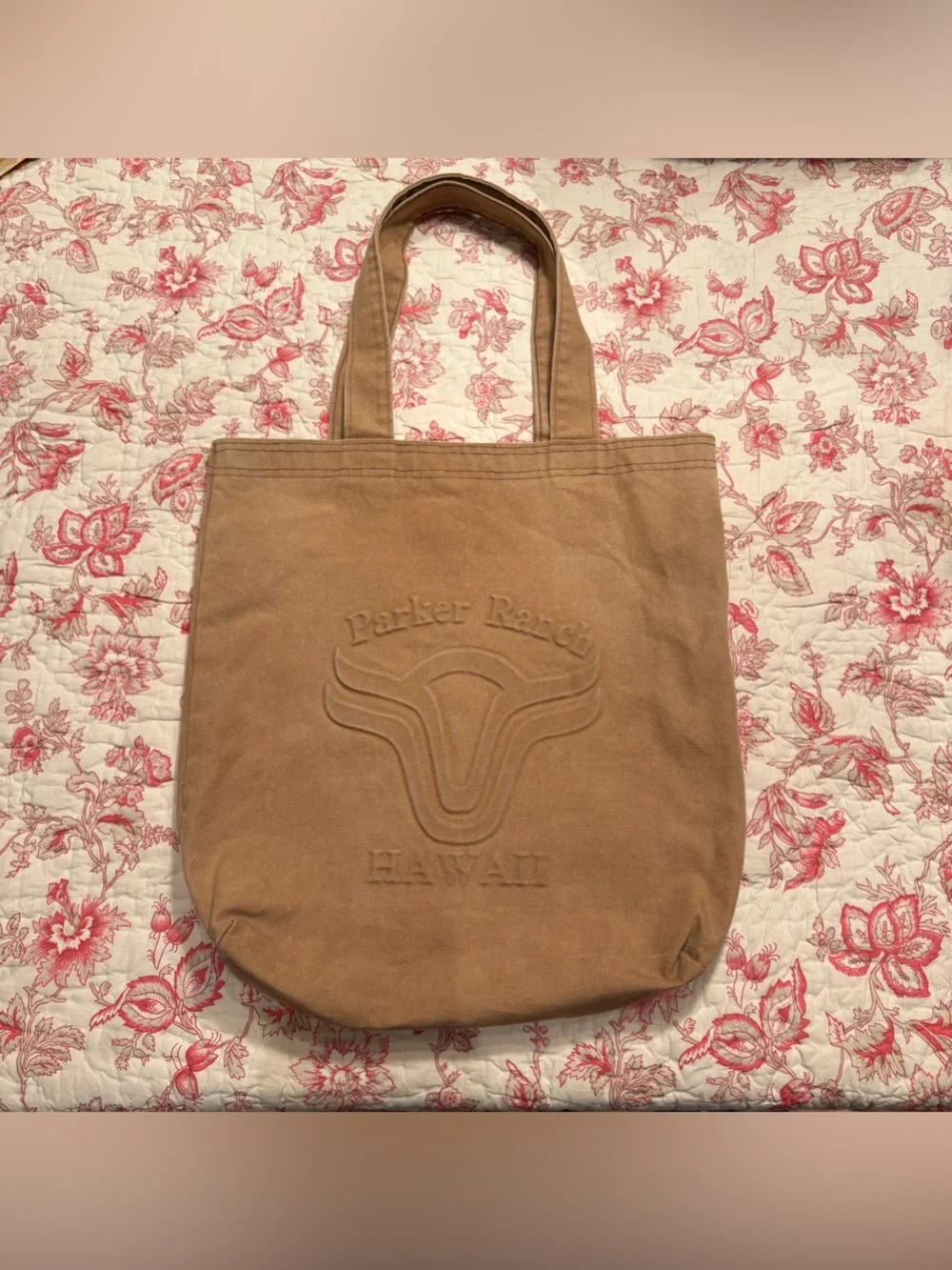 Vintage 90s Parker Ranch Hawaii Made in USA cotton Tan Canvas Tote Bag